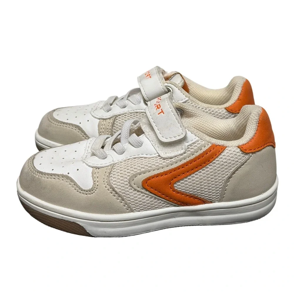 Rockport Sneakers Kids Size 8 White Beige Orange Mesh Low Top EUC